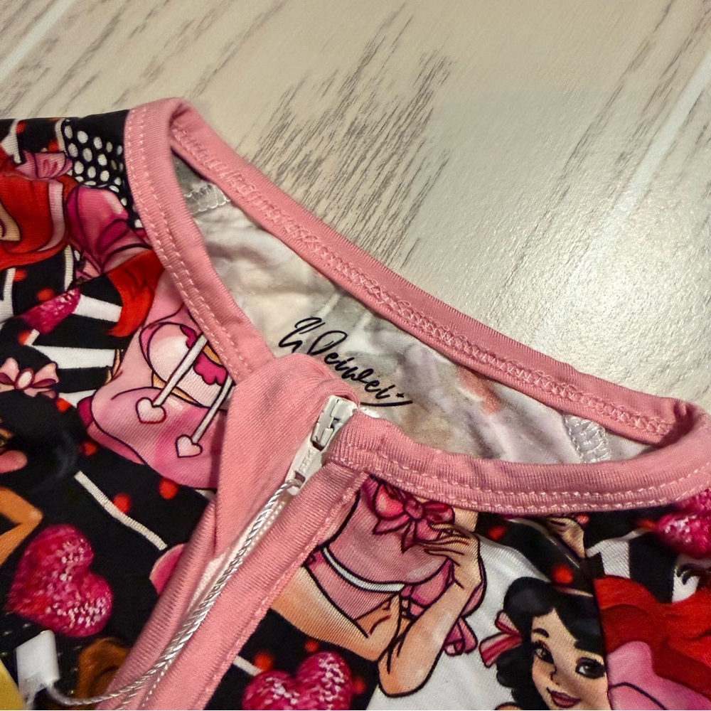 Wei Wei Disney Princess Bamboo Baby Girl Sleeper Size 12–18M 2-Way Zip NEW - Picture 4 of 11